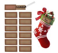 Oeyliz Lot de 12 étiquettes de nom personnalisées en cuir pour chaussettes de Noël personnalisées en cuir tricoté marron clair pour décoration de Noël familiale