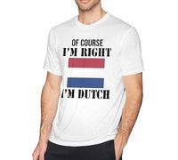 of Course I Am Right I Am Dutch Men's Basic Outdoor Casual Custom Short Sleeve T-Shirt Cotton Tee Manches Courtes(XX-Large)