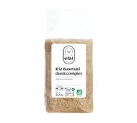 OFAL Riz Basmati Demi Complet Bio - Sachet Refermable 500g - Riz Long Grain Prêt en 20 Minutes - Entreprise Française - Planet Score A - Lot de 3
