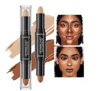 Ofanyia 2 IN 1 Contour Stick Makeup, Dual-Ended Cream Highlighter & Contour Bronzer Stick, Long Lasting Waterproof Cream Bronzer & Highlighter Stick (03# Natural+Light Coffee, ONE SIZE)