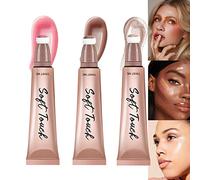 Ofanyia 3Pcs Highlighter Blush Contour Beauty Wand, Blush Highlight Bronzer Stick with Cushion Applicator, Super Silky Cream Blush Highlighter Contour Stick