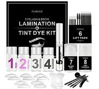 Ofanyia Kit de plastification 4 en 1 pour sourcils avec couleur noire, permanente de cils et sourcils noirs pour usage à la maison et en salon, inclut tous les outils