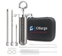 Ofargo Seringue Alimentaire, injecteur de Marinade avec 3 Aiguilles, seringue Viande pour Boeuf, Poulet, pâtisseries, BBQ; seringue à Marinade capacité de 60 ML/2 oz