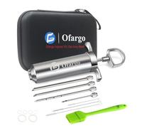 Ofargo Seringue alimentaire, Seringue viande avec 4 Aiguilles, injecteur de marinade pour Boeuf, Poulet, BBQ; seringue à marinade capacité de 60 ml/2 oz; emballage EVA pour un stockage facile