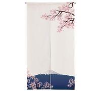 Ofat Home Rideau de porte noren japonais, tapisserie, décoration japonaise avec représentation de cerisier japonais et du mont Fuji, 85 x 150 cm