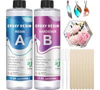 OFCIIN Résine Epoxy Transparente 2 parties 1000 ml, 1: 1 Ratio Revêtement cristalline, Kit pour les Débutant Pour Bois, Artisanat, Moulage, Fabrication Bijoux