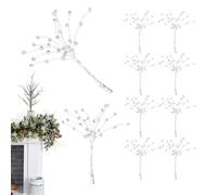 Ofcwoa Lot de 10 branches de fleurs transparentes pour sapin de Noël | Pics de sapin de Noël en cristal pour bouquets de fleurs, travaux manuels, mariage, Thanksgiving, fête, maison