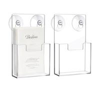 Ofcwoa Porte-brochures en acrylique - Lot de 2 supports de littérature à ventouse en acrylique | Support d'organisation de prospectus pour littérature, prospectus, documents, bureau, magasin