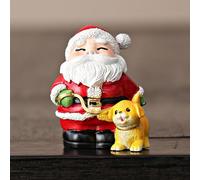 OFDNE Figurine de Père Noël - Jolie statue de chien - Décoration amusante pour décorations de Noël à l'intérieur, figurine de Noël pour porche et intérieur - Décoration d'hiver