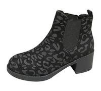 ofeirhz Bottines pour femme - Semelle antidérapante - Bout rond - Imprimé léopard - Confortables - Idéales pour l'automne, l'hiver et la promenade du chien en plein air, gris, 39.5 EU