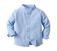 ofeirhz Chemise sans manches à manches longues pour enfant - Multicolore - En option - Bleu - 6-12 mois