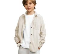 ofeirhz Chemise thermique à manches longues avec poches pour garçons et filles Taille 8 Beige 15-16 ans