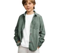 ofeirhz Chemise thermique à manches longues avec poches pour garçons et filles Taille 8 Vert clair 15-16 ans