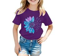 ofeirhz Chieftains T-shirt ample à manches courtes et col rond avec soutien-gorge Violet 3-4 ans