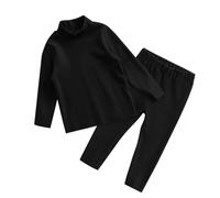 ofeirhz Ensemble de sous-vêtements thermiques d'automne et d'hiver mi-long Kneck pour garçons et filles, vêtements pour bébé de 1 à 3 mois (noir, 18-24 mois)