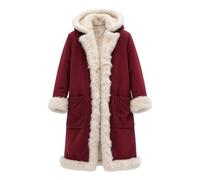 ofeirhz Manteau d'hiver long doublé en polaire épaisse pour homme - Coupe-vent - Super doux - À capuche - Poids lourd - Facile d'entretien - Manteau de neige - Chaud et confortable, bordeaux, L