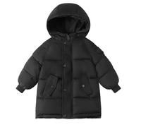 ofeirhz Manteau d'hiver pour garçon en flanelle à carreaux avec capuche - Manteau en duvet épais - Parka - Tenue d'école - Veste bouffante pour temps froid (noir, 11 à 12 ans)