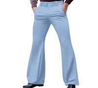 ofeirhz Pantalon chino pour homme de couleur unie avec devant plat et jambes larges, pantalon de jogging droit, décontracté, facile d'entretien, pantalon de travail et utilitaire tendance fonctionnel