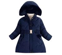 ofeirhz Pull arc-en-ciel pour filles et hiver mi-long en peluche et épais élégant doudoune vers le bas 5t manteau d'hiver pour filles, bleu marine, 3-4 ans