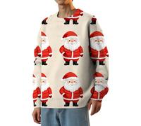 ofeirhz Pull de Noël pour homme - Imprimé Père Noël amusant - Pull de Noël à manches longues et col rond - Pull thermique ample décontracté facile d'entretien - Idéal pour le week-end - Loisirs, kaki1