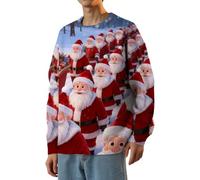 ofeirhz Pull de Noël pour homme - Imprimé Père Noël amusant - Pull de Noël à manches longues et col rond - Pull thermique ample décontracté facile d'entretien - Idéal pour le week-end - Loisirs, Sb1