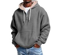 ofeirhz Sweat à capuche en polaire pour homme avec fermeture éclair quart de long, chaud et confortable, pull à capuche mélangé lourd pour le travail et pour un usage personnel et pour offrir, gris, M