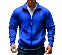 ofeirhz - Sweat à capuche pour homme avec fermeture éclair sans capuche, col ras du cou, manches longues, léger, extensible, avec plusieurs poches, veste active, cardigans, ensemble de survêtement