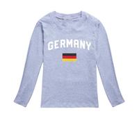 ofeirhz T-shirt à manches longues pour garçons et filles, motif drapeau allemand, décontracté, manches longues, col rond, uni, tenue athlétique (gris, 11-12 ans)