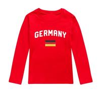 ofeirhz T-shirt à manches longues pour garçons et filles, motif drapeau allemand, décontracté, manches longues, col rond, uni, tenue athlétique (rouge, 11-12 ans)