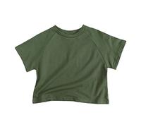 ofeirhz T-shirt classique ample à manches longues pour garçon - Manches chauve-souris - Uni - Transfert en vinyle (vert, 12 mois)