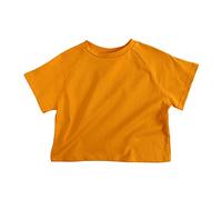 ofeirhz T-shirt classique ample à manches longues pour garçon - Manches chauve-souris - Uni - Transfert en vinyle (jaune, 4 ans)