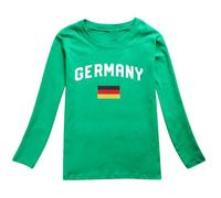 ofeirhz T-shirt court à manches longues pour garçons et filles, motif drapeau allemand, décontracté, manches longues, col rond, haut uni, tenue athlétique (vert, 11-12 ans)