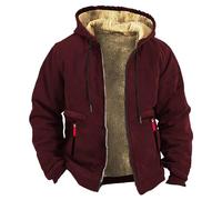 ofeirhz Vestes d'hiver pour homme - Veste polaire thermique décontractée avec fermeture éclair intégrale - Manteaux à capuche doublés en polaire - Poignets élastiques et cordon de serrage - Manteau