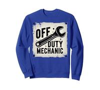 Off Duty Mechanic Plaque de décoration de Garage Vintage Sweatshirt, Unisexe pour Adultes, Bleu Royal, S