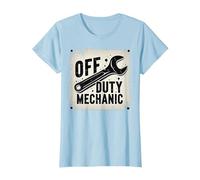 Off Duty Mechanic Plaque de décoration de Garage Vintage T-Shirt, Femme, Bleu Céleste, S