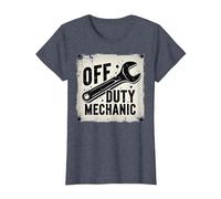 Off Duty Mechanic Plaque de décoration de Garage Vintage T-Shirt, Femme, Bleu Chiné, S