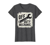 Off Duty Mechanic Plaque de décoration de Garage Vintage T-Shirt, Femme, Chiné Foncé, S