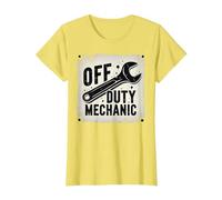 Off Duty Mechanic Plaque de décoration de Garage Vintage T-Shirt, Femme, Citron, S