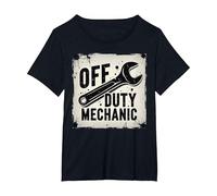 Off Duty Mechanic Plaque de décoration de Garage Vintage T-Shirt, Femme Grandes Tailles, Noir, 6X