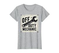 Off Duty Mechanic Plaque de décoration de Garage Vintage T-Shirt, Femme, Gris Chiné, S