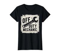 Off Duty Mechanic Plaque de décoration de Garage Vintage T-Shirt, Femme, Noir, S