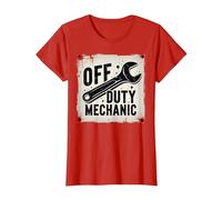 Off Duty Mechanic Plaque de décoration de Garage Vintage T-Shirt, Femme, Rouge, S