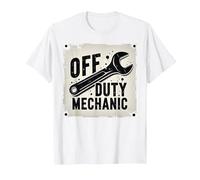 Off Duty Mechanic Plaque de décoration de Garage Vintage T-Shirt, Homme, Blanc, 6XL