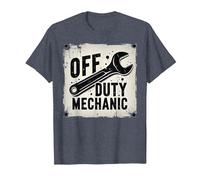 Off Duty Mechanic Plaque de décoration de Garage Vintage T-Shirt, Homme, Bleu Chiné, 6XL