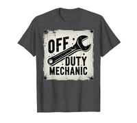 Off Duty Mechanic Plaque de décoration de Garage Vintage T-Shirt, Homme, Chiné Foncé, 6XL