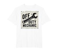 Off Duty Mechanic Plaque de décoration de Garage Vintage T-Shirt, Homme Grandes Tailles, Blanc, 6X Tall