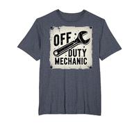 Off Duty Mechanic Plaque de décoration de Garage Vintage T-Shirt, Homme Grandes Tailles, Bleu Chiné, 6X Tall