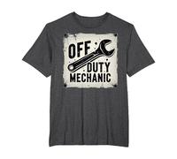 Off Duty Mechanic Plaque de décoration de Garage Vintage T-Shirt, Homme Grandes Tailles, Chiné Foncé, 6X Tall