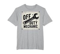 Off Duty Mechanic Plaque de décoration de Garage Vintage T-Shirt, Homme Grandes Tailles, Gris Chiné, 6X Tall