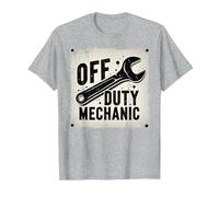 Off Duty Mechanic Plaque de décoration de Garage Vintage T-Shirt, Homme, Gris Chiné, 6XL